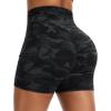 imageTHE GYM PEOPLE Womens High Waisted Ruched Yoga Shorts Scrunched Butt Lifting Contour Workout Shorts 5 with PocketsBlackgrey Camo