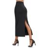 imageTHE GYM PEOPLE Womens Long Pencil Skirt High Waist Stretchy Business Work Bodycon Maxi Skirts with Back SlitBlack