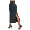 imageTHE GYM PEOPLE Womens Long Pencil Skirt High Waist Stretchy Business Work Bodycon Maxi Skirts with Back SlitCharcoal Grey