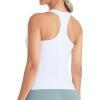 imageTHE GYM PEOPLE Womens Longline Yoga Sports Bra Racerback Slim Fit Sleeveless Padded Workout Tank Tops Built in BraWhite