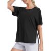imageTHE GYM PEOPLE Womens Loose Fit Short Sleeve Workout TShirts with Side Slit Crewneck Summer Lightweight Casual Top TeesBlack