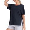 imageTHE GYM PEOPLE Womens Loose Fit Short Sleeve Workout TShirts with Side Slit Crewneck Summer Lightweight Casual Top TeesNavy Blue