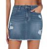 imageTHE GYM PEOPLE Womens Ripped Denim Mini Skirts Stretchy Frayed Raw Hem Casual Trendy Jean Skirt with PocketsGrey Blue