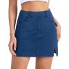 imageTHE GYM PEOPLE Womens Stretchy Jean Skorts Slim Fit Side Split Casual Denim Skirts with PocketsDark Blue