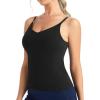 imageTHE GYM PEOPLE Womens V Neck Camisole with Built in Bra Longline Adjustable Spaghetti Strap Yoga Workout Tank TopsBlack