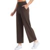 imageTHE GYM PEOPLE Womens Wide Leg Yoga Pants Loose High Waist Workout Lounge Cropped Pants with PocketsBrown