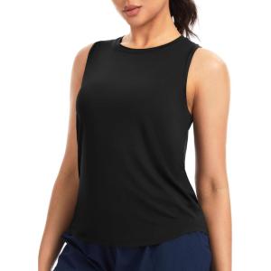 imageTHE GYM PEOPLE Womens Racerback Workout Tank Tops Soft Breathable Yoga Running Sleeveless Athletic ShirtsBlack