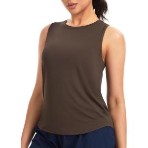 imageTHE GYM PEOPLE Womens Racerback Workout Tank Tops Soft Breathable Yoga Running Sleeveless Athletic ShirtsBrown