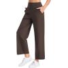 imageTHE GYM PEOPLE Womens Wide Leg Yoga Pants 27 Loose High Waist Workout Lounge Cropped Pants with PocketsBrown