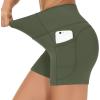 imageTHE GYM PEOPLE High Waist Yoga Shorts for Womens Tummy Control Fitness Athletic Workout Running Shorts with Deep PocketsBean Green