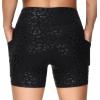 imageTHE GYM PEOPLE High Waist Yoga Shorts for Womens Tummy Control Fitness Athletic Workout Running Shorts with Deep PocketsBlack Spot Leopard