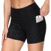 imageTHE GYM PEOPLE High Waist Yoga Shorts for Womens Tummy Control Fitness Athletic Workout Running Shorts with Deep PocketsBlack Spot Leopard
