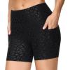 imageTHE GYM PEOPLE High Waist Yoga Shorts for Womens Tummy Control Fitness Athletic Workout Running Shorts with Deep PocketsBlack Spot Leopard