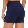 imageTHE GYM PEOPLE High Waist Yoga Shorts for Womens Tummy Control Fitness Athletic Workout Running Shorts with Deep PocketsBlue