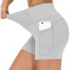 imageTHE GYM PEOPLE High Waist Yoga Shorts for Womens Tummy Control Fitness Athletic Workout Running Shorts with Deep PocketsBright Grey