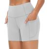 imageTHE GYM PEOPLE High Waist Yoga Shorts for Womens Tummy Control Fitness Athletic Workout Running Shorts with Deep PocketsBright Grey