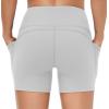imageTHE GYM PEOPLE High Waist Yoga Shorts for Womens Tummy Control Fitness Athletic Workout Running Shorts with Deep PocketsBright Grey