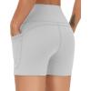 imageTHE GYM PEOPLE High Waist Yoga Shorts for Womens Tummy Control Fitness Athletic Workout Running Shorts with Deep PocketsBright Grey