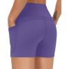 imageTHE GYM PEOPLE High Waist Yoga Shorts for Womens Tummy Control Fitness Athletic Workout Running Shorts with Deep PocketsBright Purple