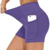 imageTHE GYM PEOPLE High Waist Yoga Shorts for Womens Tummy Control Fitness Athletic Workout Running Shorts with Deep PocketsBright Purple