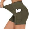 imageTHE GYM PEOPLE High Waist Yoga Shorts for Womens Tummy Control Fitness Athletic Workout Running Shorts with Deep PocketsCharcoal Brown