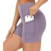 imageTHE GYM PEOPLE High Waist Yoga Shorts for Womens Tummy Control Fitness Athletic Workout Running Shorts with Deep PocketsCrystal Purple