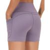 imageTHE GYM PEOPLE High Waist Yoga Shorts for Womens Tummy Control Fitness Athletic Workout Running Shorts with Deep PocketsCrystal Purple