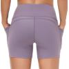 imageTHE GYM PEOPLE High Waist Yoga Shorts for Womens Tummy Control Fitness Athletic Workout Running Shorts with Deep PocketsCrystal Purple