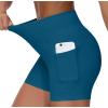 imageTHE GYM PEOPLE High Waist Yoga Shorts for Womens Tummy Control Fitness Athletic Workout Running Shorts with Deep PocketsDark Blue Green