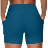imageTHE GYM PEOPLE High Waist Yoga Shorts for Womens Tummy Control Fitness Athletic Workout Running Shorts with Deep PocketsDark Blue Green