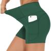 imageTHE GYM PEOPLE High Waist Yoga Shorts for Womens Tummy Control Fitness Athletic Workout Running Shorts with Deep PocketsDark Green