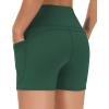 imageTHE GYM PEOPLE High Waist Yoga Shorts for Womens Tummy Control Fitness Athletic Workout Running Shorts with Deep PocketsDark Green