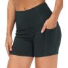 imageTHE GYM PEOPLE High Waist Yoga Shorts for Womens Tummy Control Fitness Athletic Workout Running Shorts with Deep PocketsDark Grey