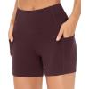 imageTHE GYM PEOPLE High Waist Yoga Shorts for Womens Tummy Control Fitness Athletic Workout Running Shorts with Deep PocketsDark Red