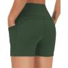 imageTHE GYM PEOPLE High Waist Yoga Shorts for Womens Tummy Control Fitness Athletic Workout Running Shorts with Deep PocketsDeep Green