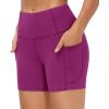 imageTHE GYM PEOPLE High Waist Yoga Shorts for Womens Tummy Control Fitness Athletic Workout Running Shorts with Deep PocketsFuchsia