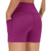 imageTHE GYM PEOPLE High Waist Yoga Shorts for Womens Tummy Control Fitness Athletic Workout Running Shorts with Deep PocketsFuchsia