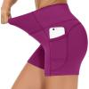imageTHE GYM PEOPLE High Waist Yoga Shorts for Womens Tummy Control Fitness Athletic Workout Running Shorts with Deep PocketsFuchsia
