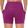 imageTHE GYM PEOPLE High Waist Yoga Shorts for Womens Tummy Control Fitness Athletic Workout Running Shorts with Deep PocketsFuchsia