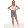 imageTHE GYM PEOPLE High Waist Yoga Shorts for Womens Tummy Control Fitness Athletic Workout Running Shorts with Deep PocketsGrey Purple