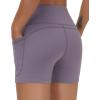 imageTHE GYM PEOPLE High Waist Yoga Shorts for Womens Tummy Control Fitness Athletic Workout Running Shorts with Deep PocketsGrey Purple