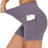 imageTHE GYM PEOPLE High Waist Yoga Shorts for Womens Tummy Control Fitness Athletic Workout Running Shorts with Deep PocketsGrey Purple