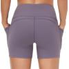 imageTHE GYM PEOPLE High Waist Yoga Shorts for Womens Tummy Control Fitness Athletic Workout Running Shorts with Deep PocketsGrey Purple