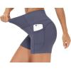 imageTHE GYM PEOPLE High Waist Yoga Shorts for Womens Tummy Control Fitness Athletic Workout Running Shorts with Deep PocketsInk Blue