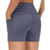 imageTHE GYM PEOPLE High Waist Yoga Shorts for Womens Tummy Control Fitness Athletic Workout Running Shorts with Deep PocketsInk Blue