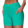 imageTHE GYM PEOPLE High Waist Yoga Shorts for Womens Tummy Control Fitness Athletic Workout Running Shorts with Deep PocketsLake Green
