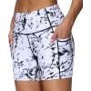 imageTHE GYM PEOPLE High Waist Yoga Shorts for Womens Tummy Control Fitness Athletic Workout Running Shorts with Deep PocketsMarble White