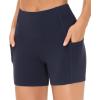 imageTHE GYM PEOPLE High Waist Yoga Shorts for Womens Tummy Control Fitness Athletic Workout Running Shorts with Deep PocketsNavy Blue
