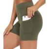 imageTHE GYM PEOPLE High Waist Yoga Shorts for Womens Tummy Control Fitness Athletic Workout Running Shorts with Deep PocketsOlive Green