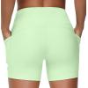 imageTHE GYM PEOPLE High Waist Yoga Shorts for Womens Tummy Control Fitness Athletic Workout Running Shorts with Deep PocketsPale Green